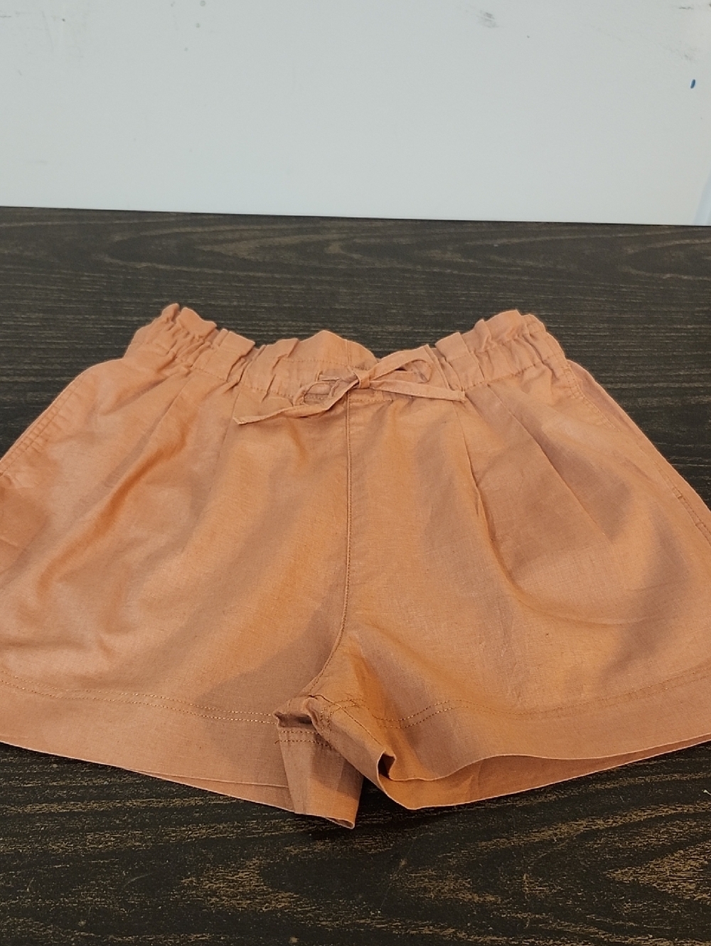 Uniqlo Linen Cotton Blend Rust  Pleated Shorts Womens Sz Small